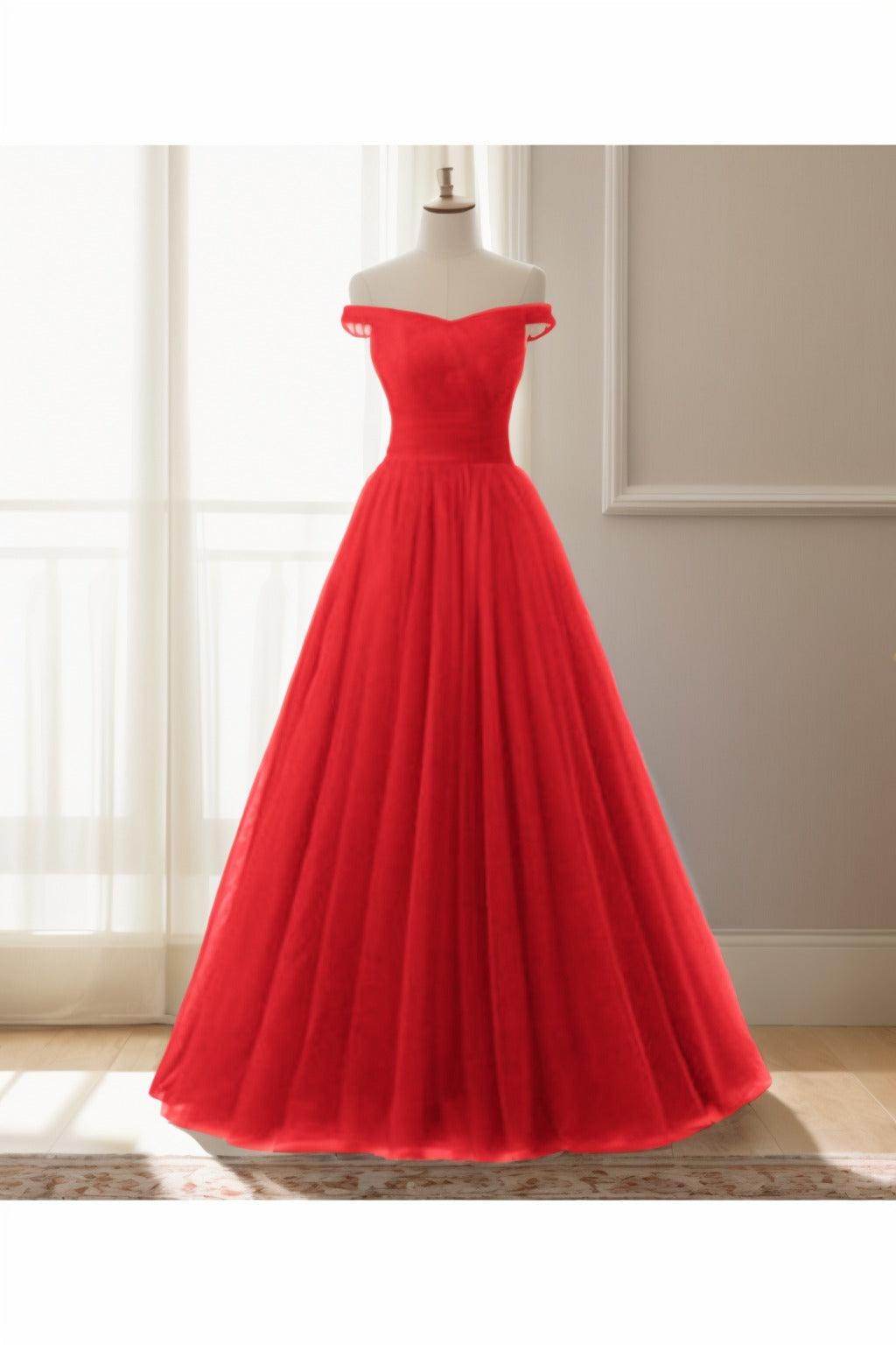 A-Line Floor Length Tulle Prom Dress CS0459 - COCOMELODY